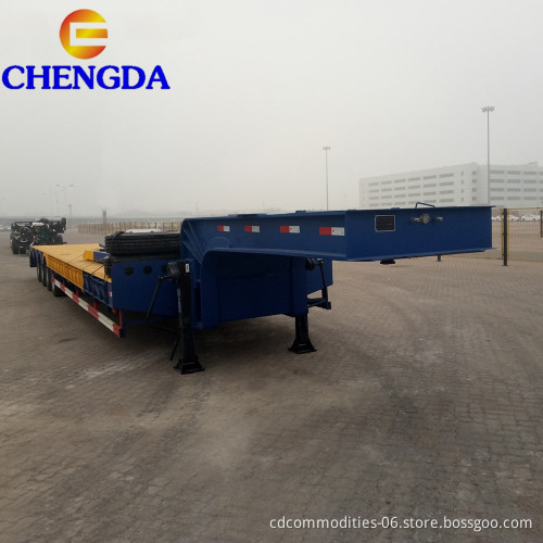 Extendable 4 Axle 60 80 Ton Heavy Duty And Equipment Steel Standard Lowbed Semi trailer For Sale